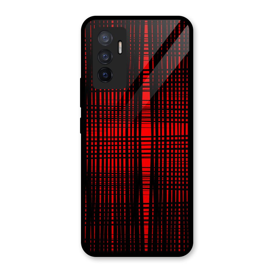 Red Net Design Glass Back Case for Vivo V23e