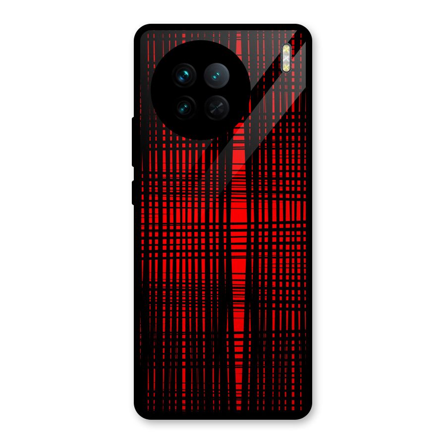 Red Net Design Glass Back Case for Vivo X90