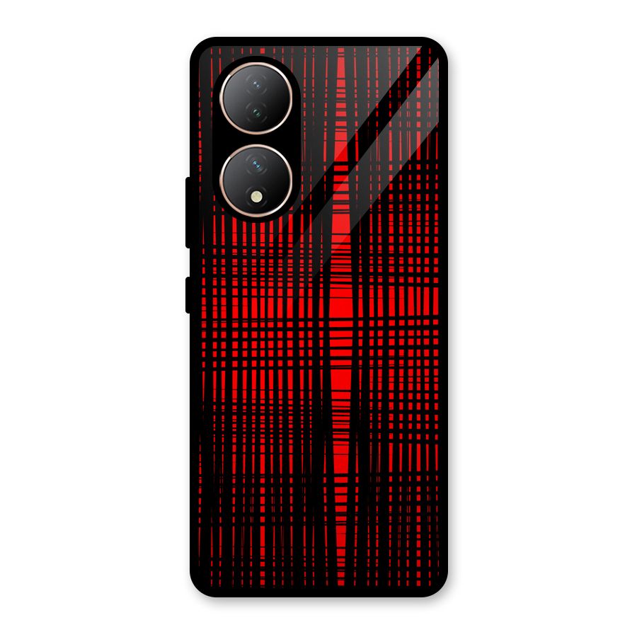 Red Net Design Glass Back Case for Vivo Y100