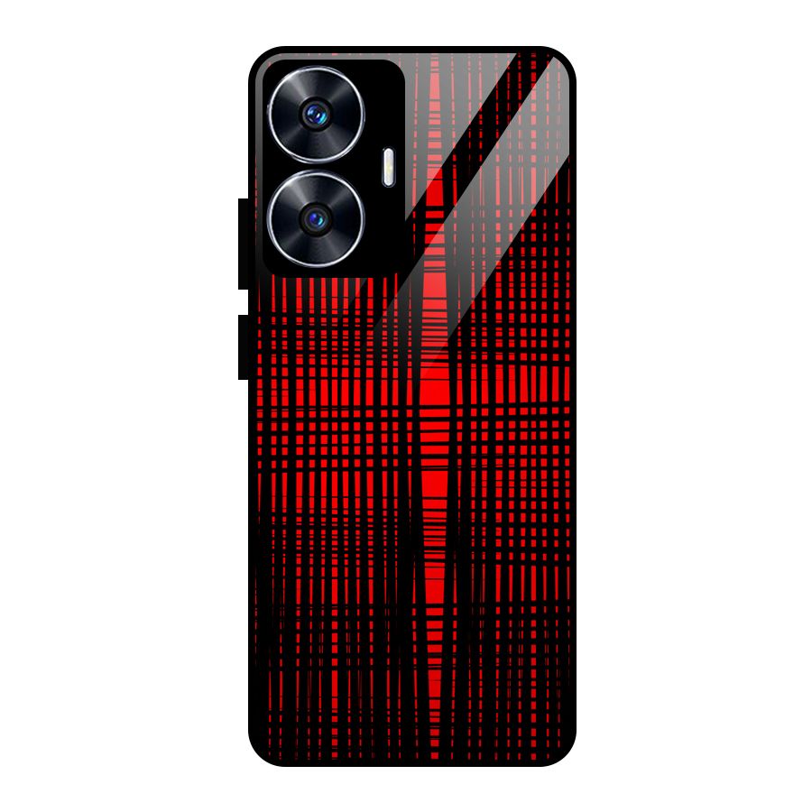 Red Net Design Glass Back Case for realme C55