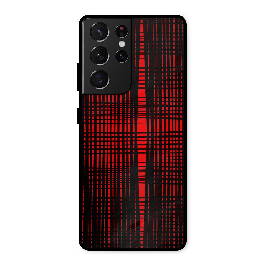 Red Net Design Metal Back Case for Galaxy S21 Ultra 5G