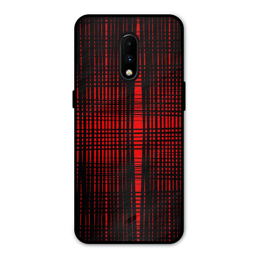 Red Net Design Metal Back Case for OnePlus 7