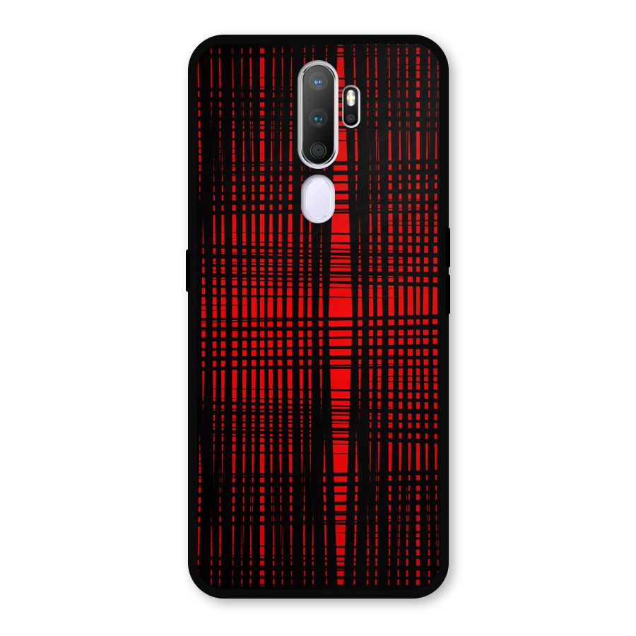Red Net Design Metal Back Case for Oppo A9 (2020)