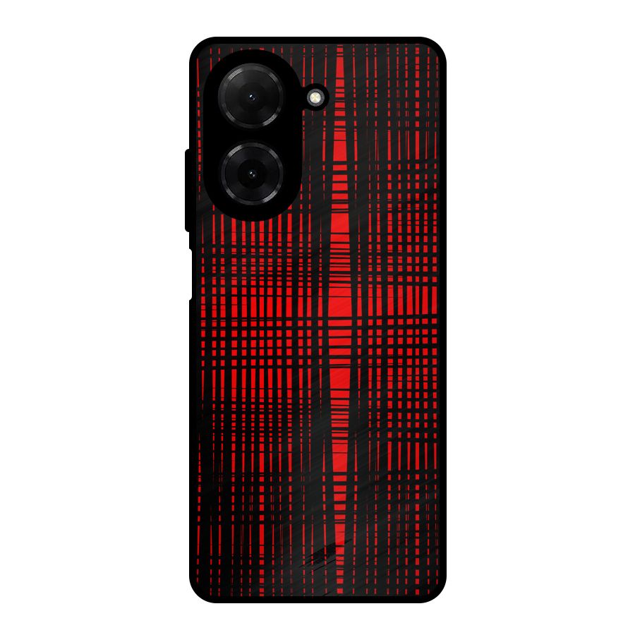 Red Net Design Metal Back Case for Poco C71