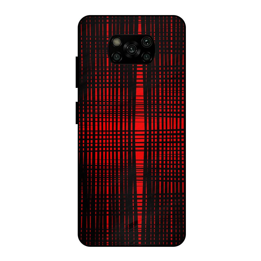 Red Net Design Metal Back Case for Poco X3