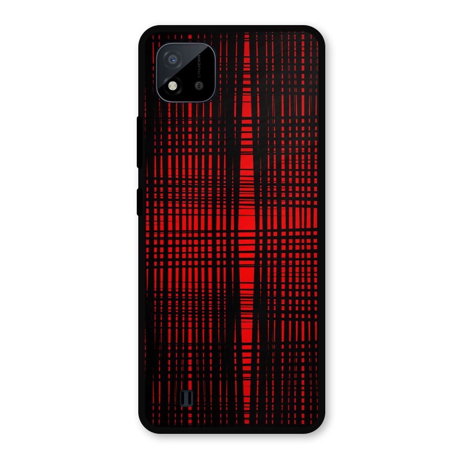 Red Net Design Metal Back Case for Realme C11 2021