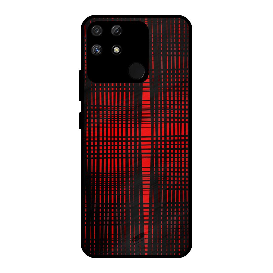Red Net Design Metal Back Case for Realme Narzo 50A