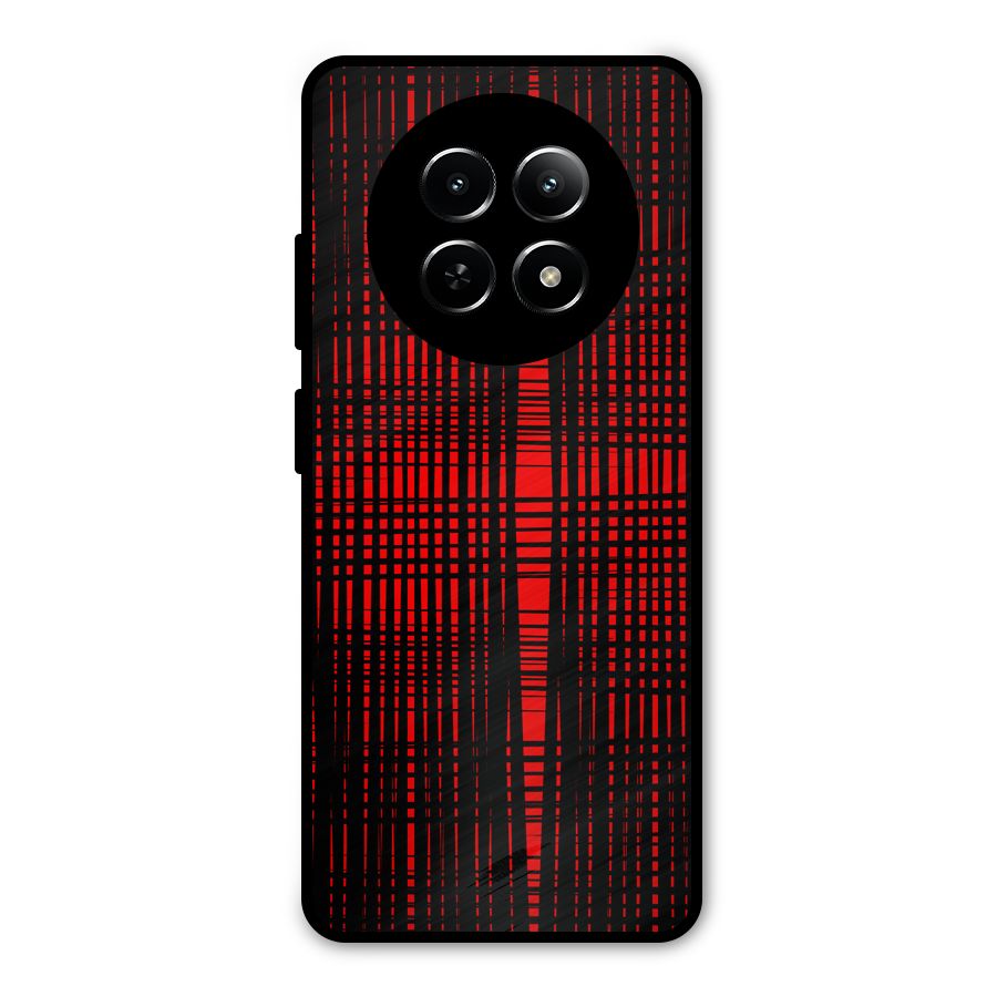 Red Net Design Metal Back Case for Realme Narzo 70x 5G