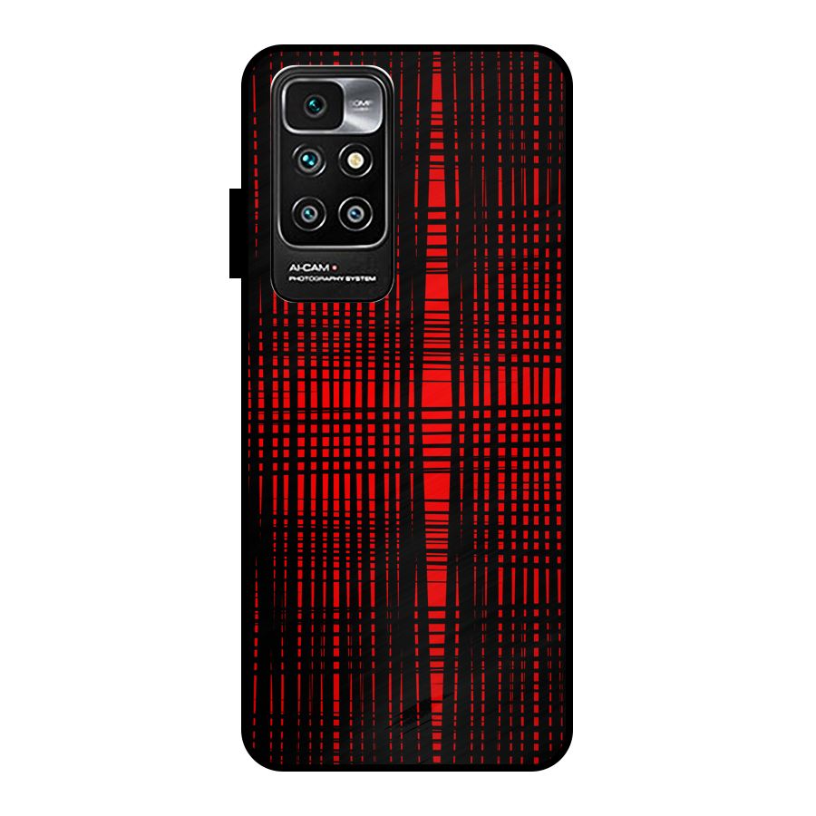 Red Net Design Metal Back Case for Redmi 10 Prime