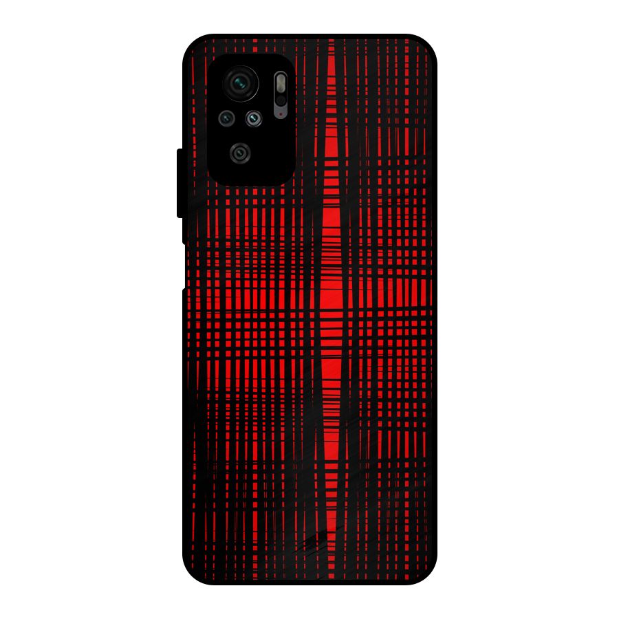 Red Net Design Metal Back Case for Redmi Note 11 SE