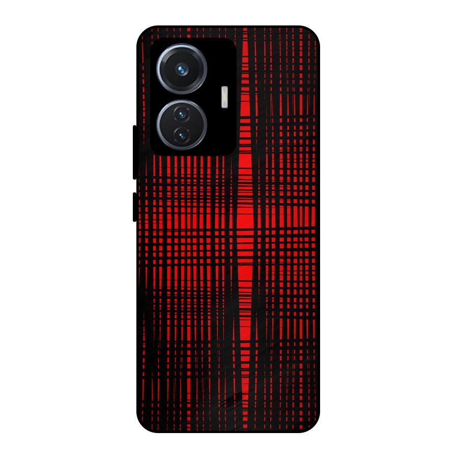 Red Net Design Metal Back Case for Vivo T1 44W
