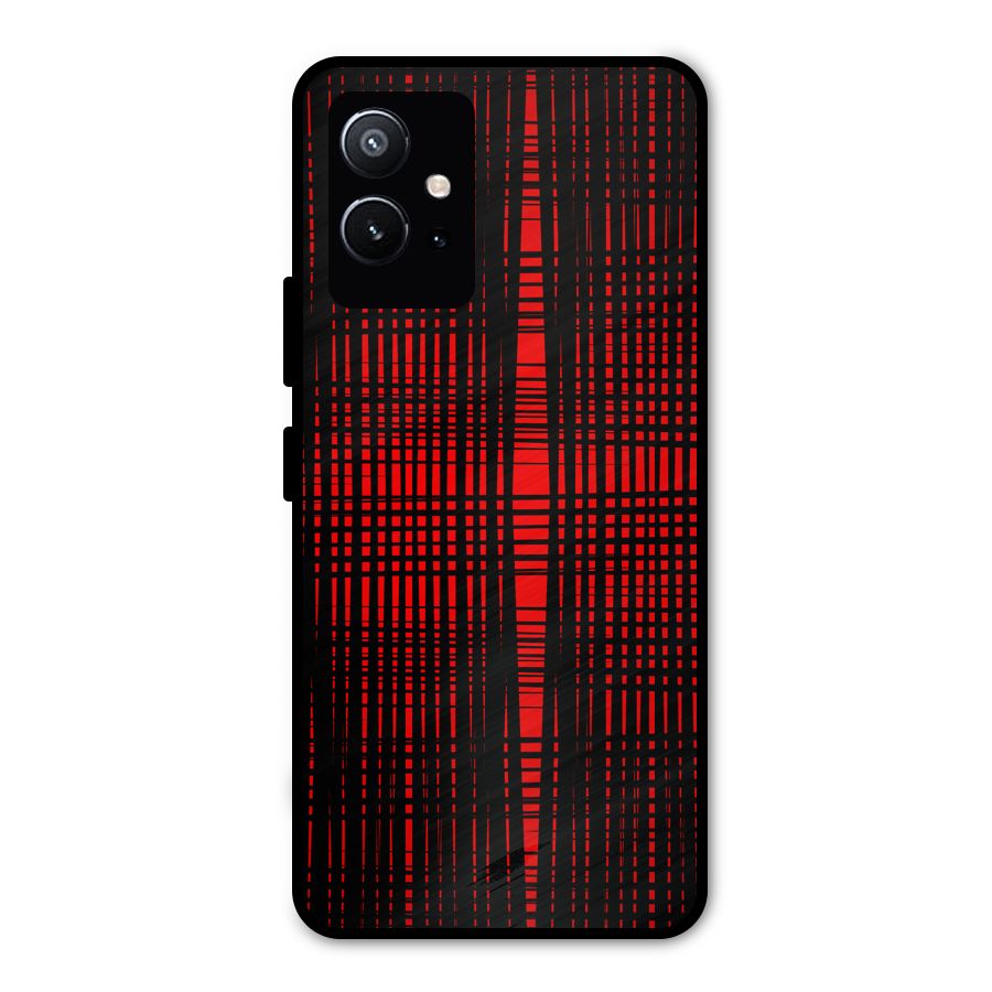 Red Net Design Metal Back Case for Vivo T1 5G