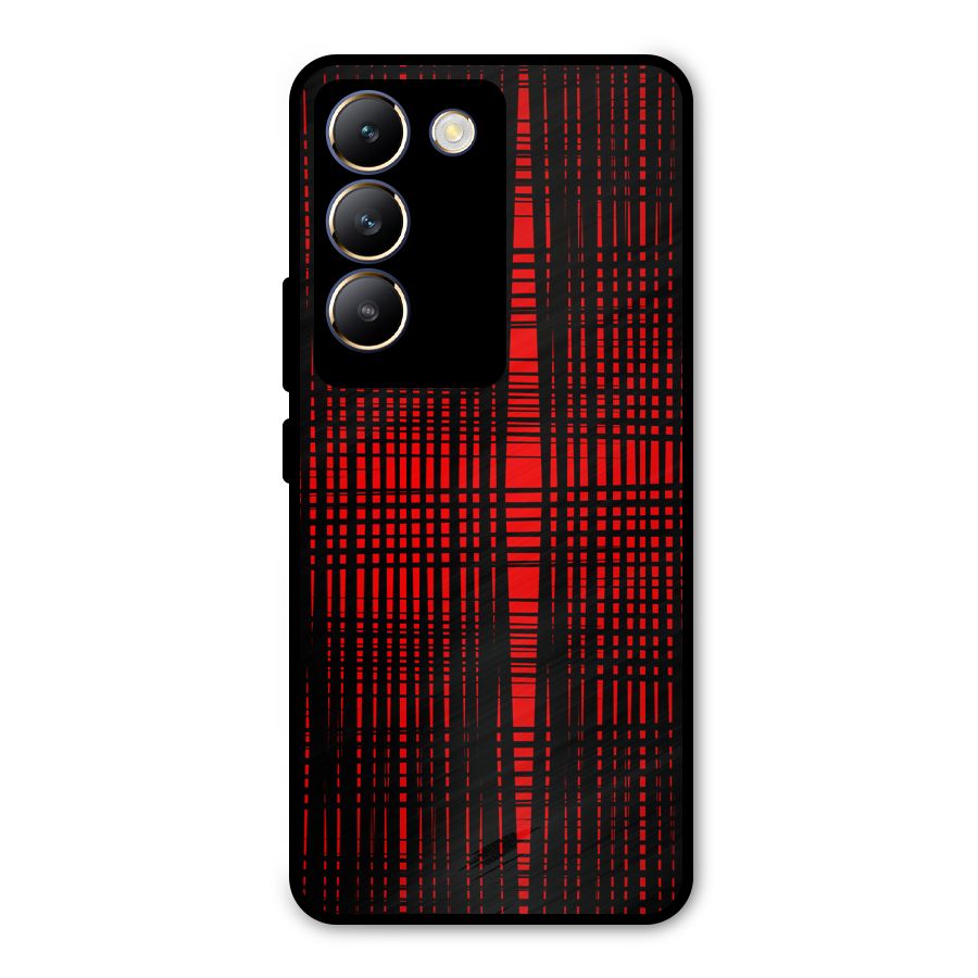 Red Net Design Metal Back Case for Vivo T3 5G
