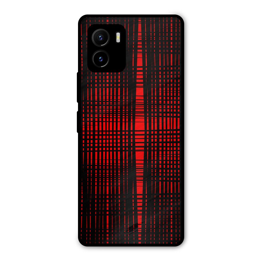 Red Net Design Metal Back Case for Vivo Y15s