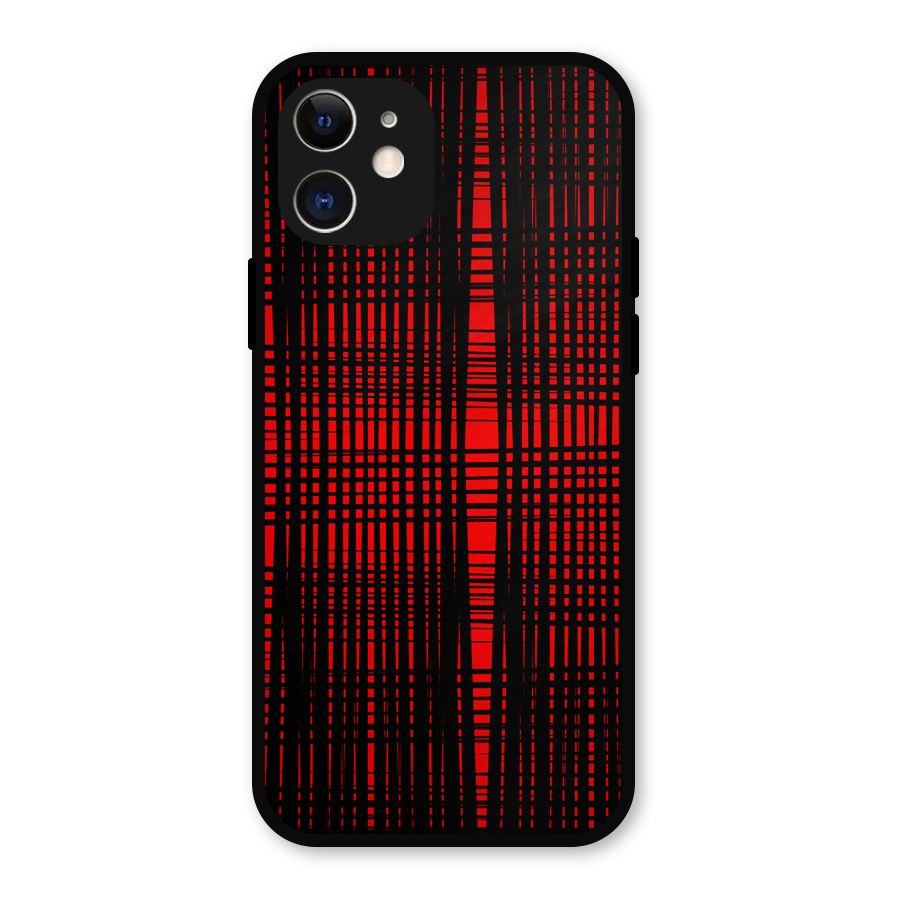 Red Net Design Metal Back Case for iPhone 12