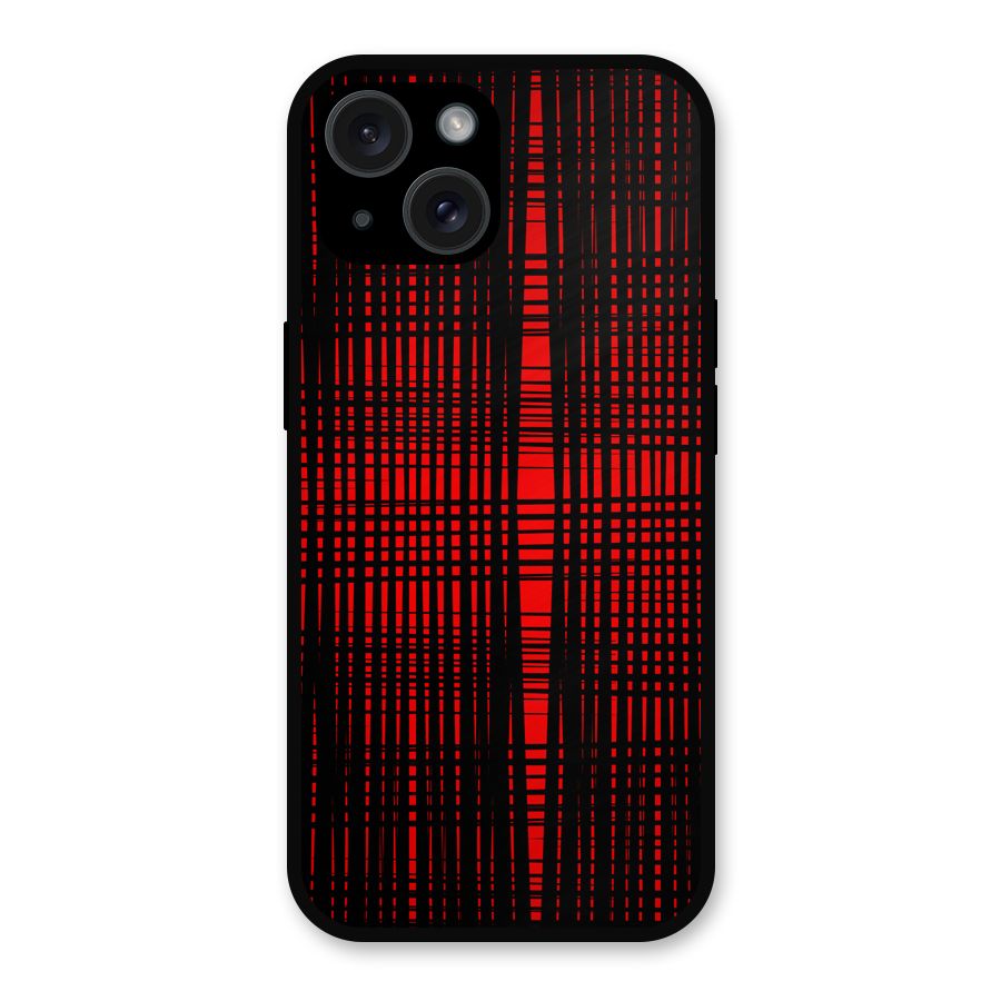 Red Net Design Metal Back Case for iPhone 15