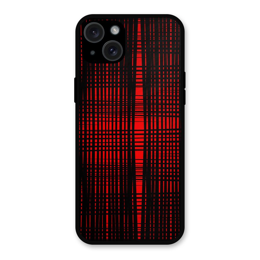 Red Net Design Metal Back Case for iPhone 15 Plus