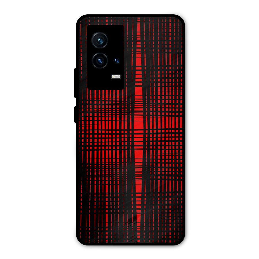 Red Net Design Metal Back Case for iQOO 9 5G