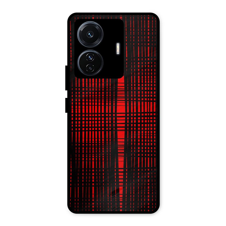 Red Net Design Metal Back Case for iQOO Z6