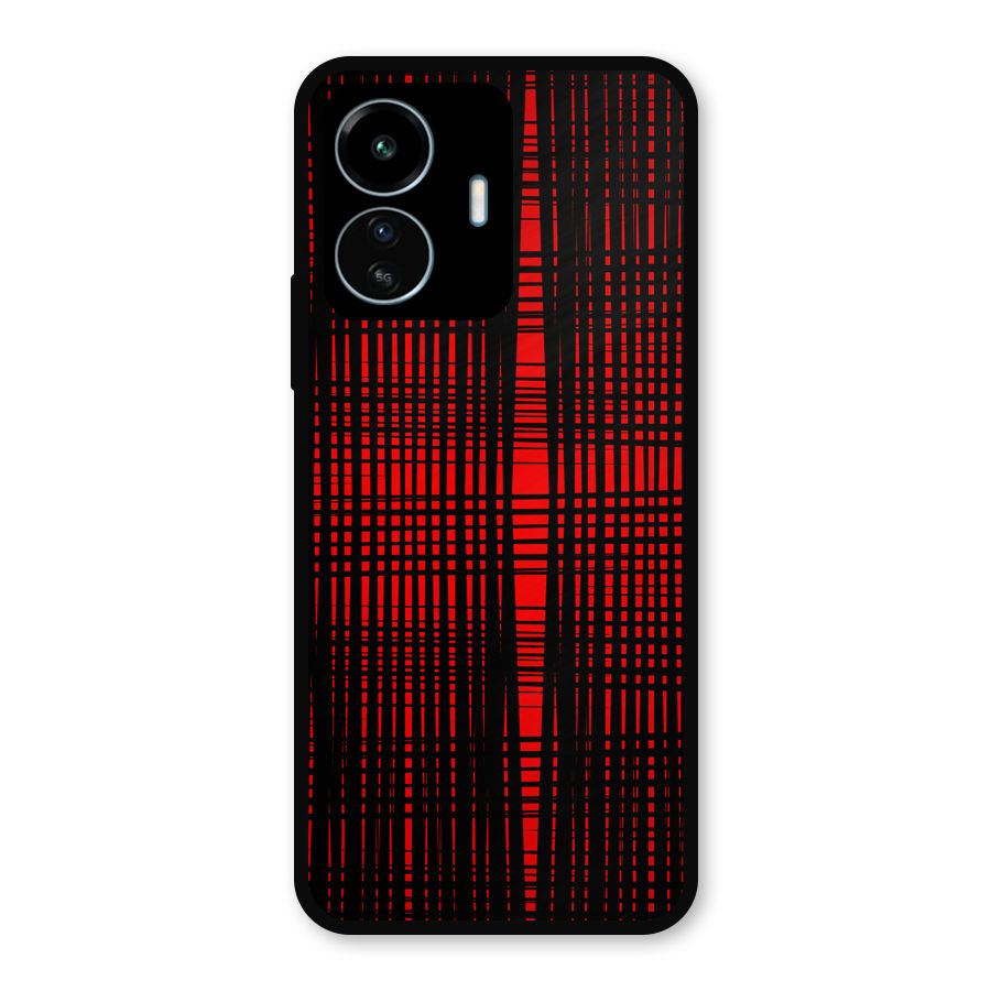 Red Net Design Metal Back Case for vivo iQOO Z6 Lite 5G