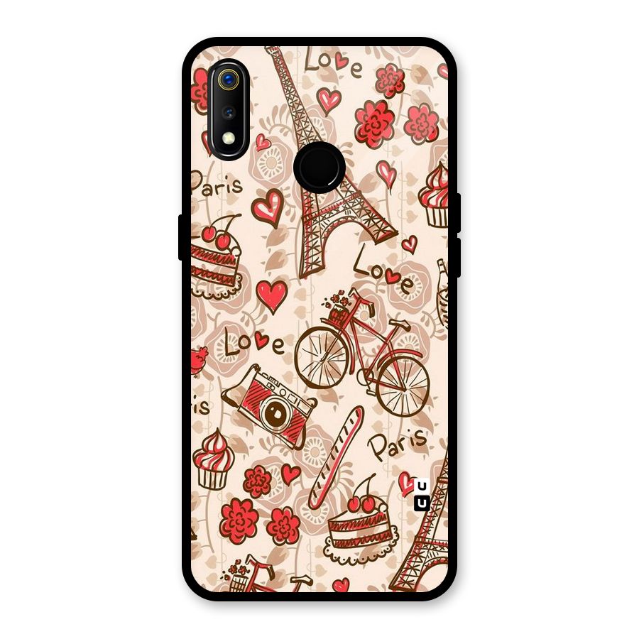 Red Peach City Glass Back Case for Realme 3