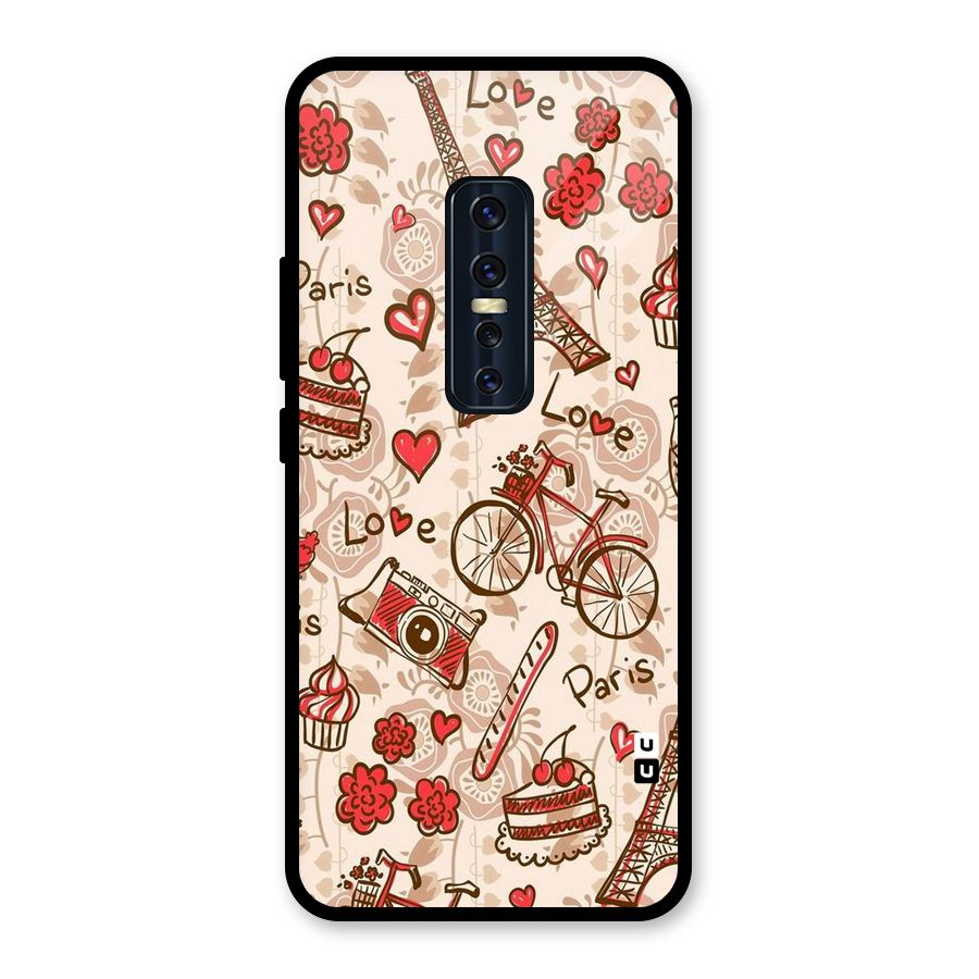 Red Peach City Glass Back Case for Vivo V17 Pro