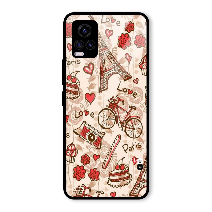 Red Peach City Glass Back Case for Vivo V20 2021
