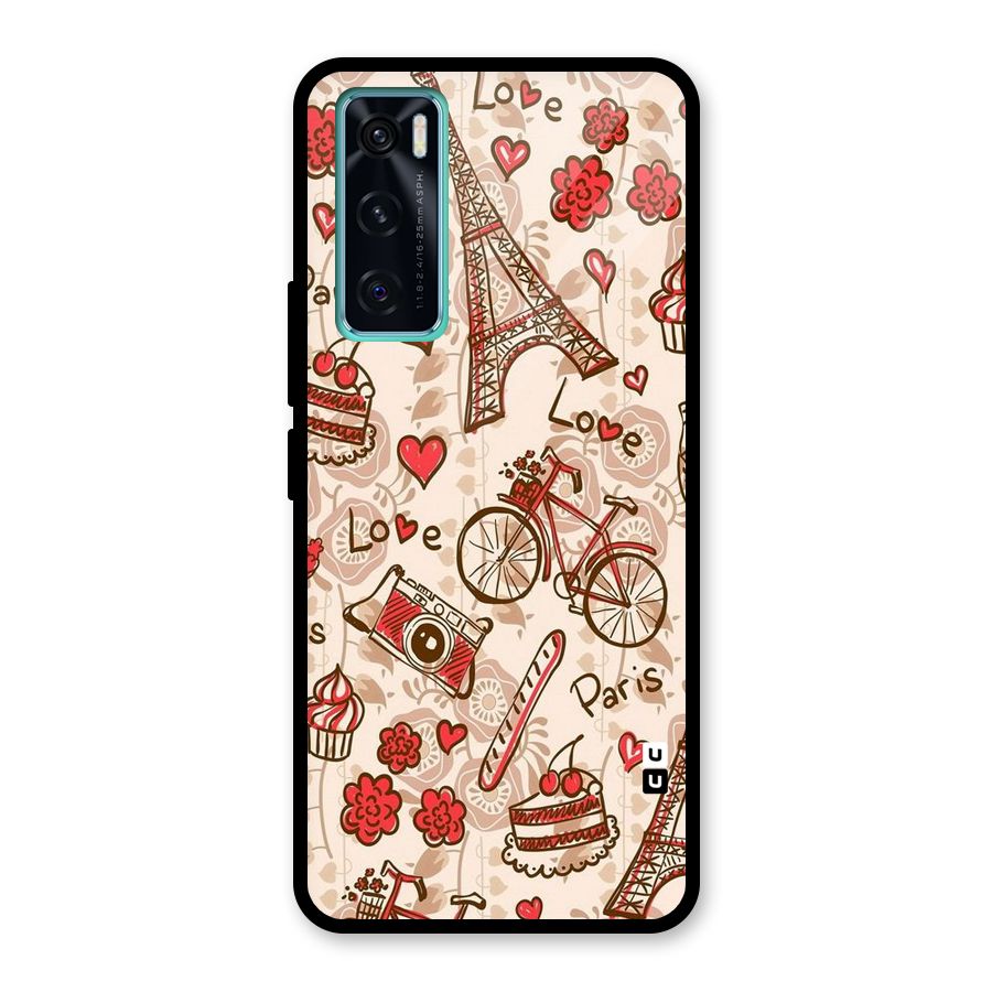 Red Peach City Glass Back Case for Vivo V20 SE