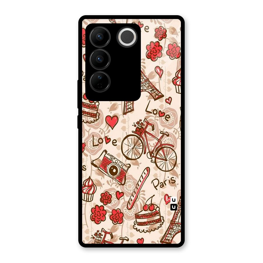 Red Peach City Glass Back Case for Vivo V27 Pro