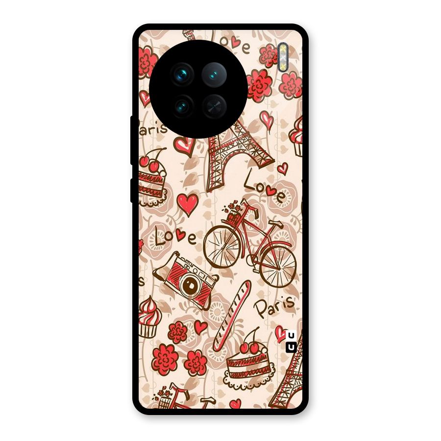 Red Peach City Glass Back Case for Vivo X90