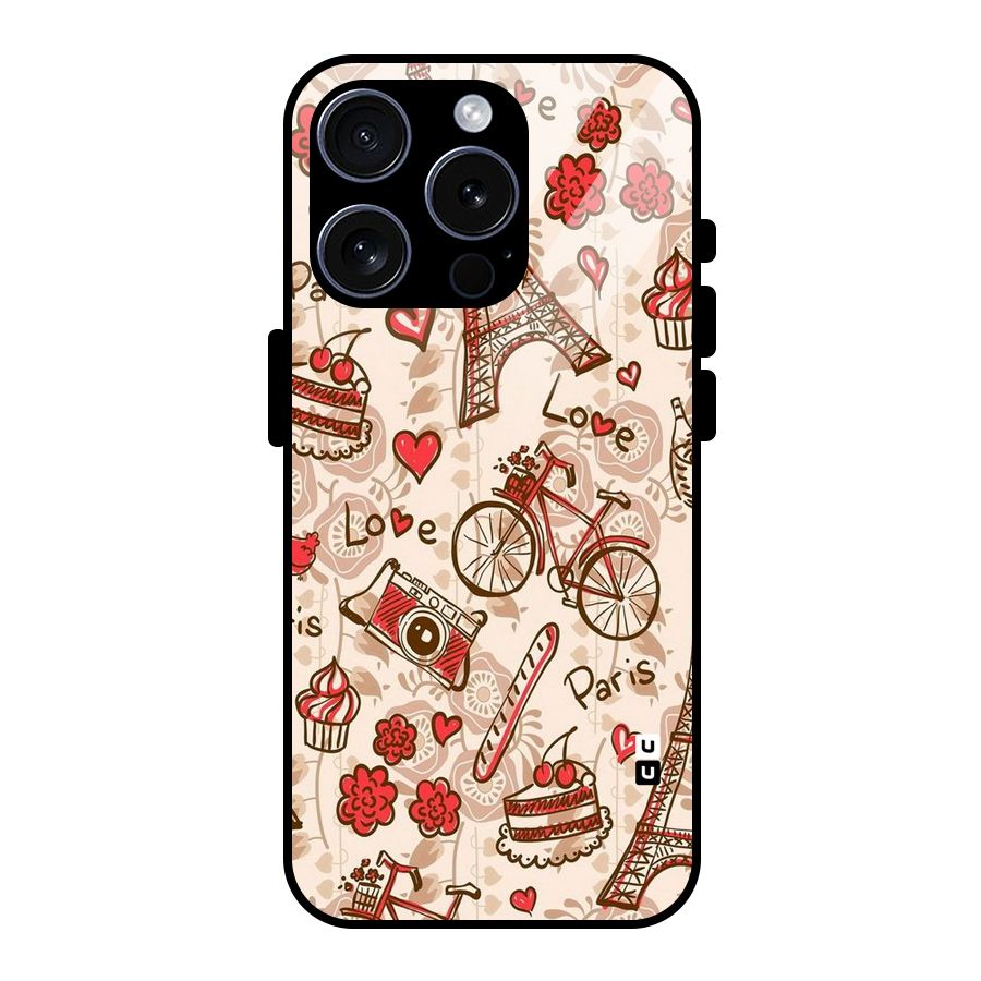 Red Peach City Glass Back Case for iPhone 15 Pro