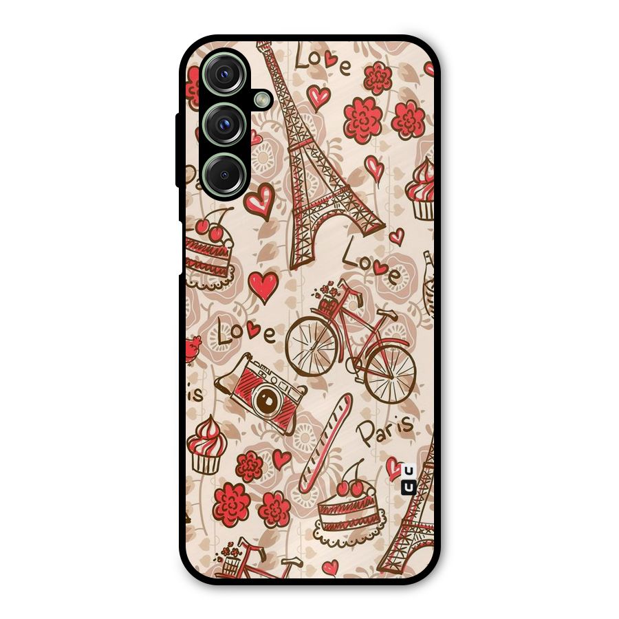 Red Peach City Metal Back Case for Galaxy F34