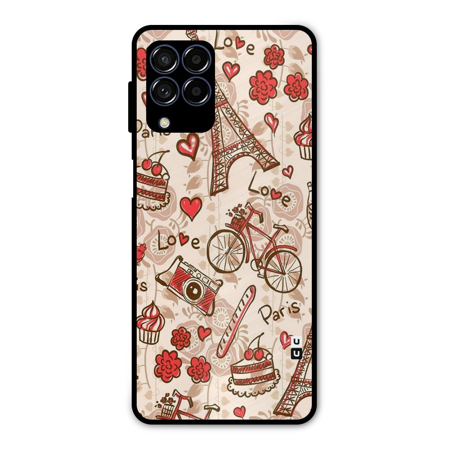 Red Peach City Metal Back Case for Galaxy M53 5G