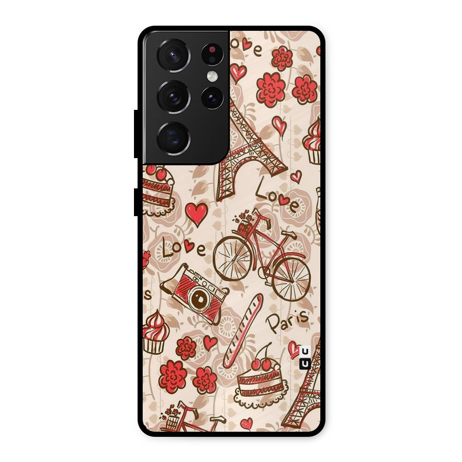 Red Peach City Metal Back Case for Galaxy S21 Ultra 5G
