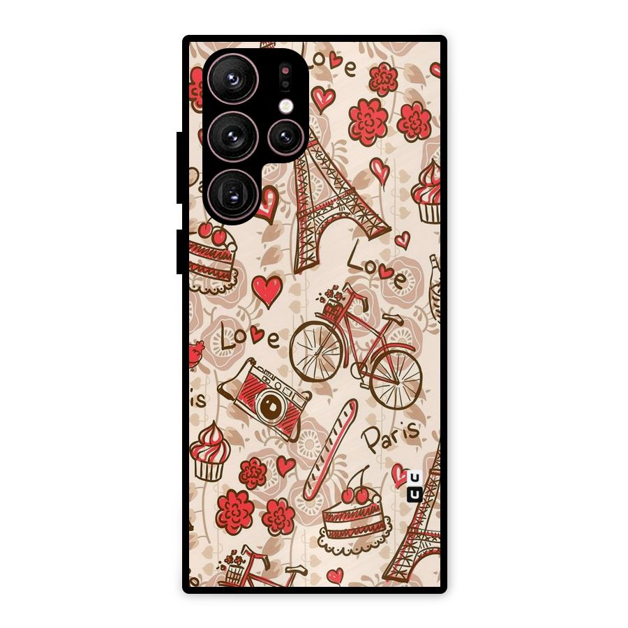 Red Peach City Metal Back Case for Galaxy S22 Ultra 5G
