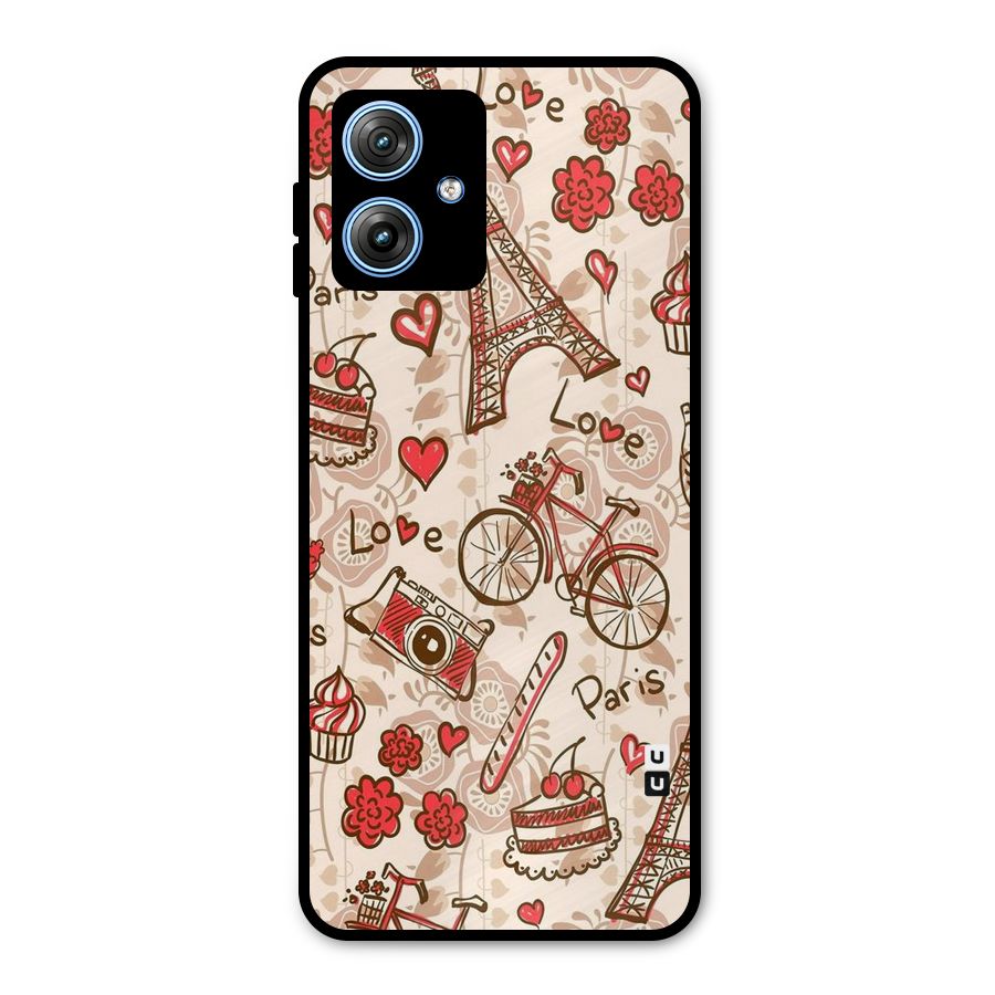 Red Peach City Metal Back Case for Moto G54