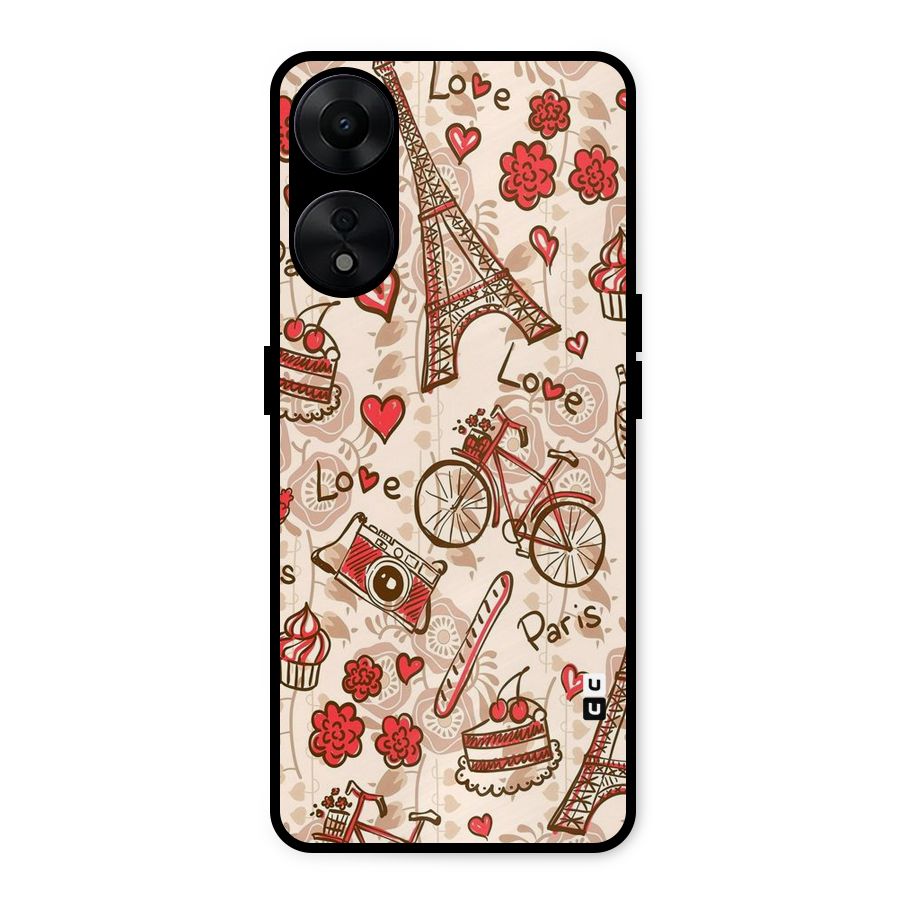 Red Peach City Metal Back Case for Oppo A78 5G