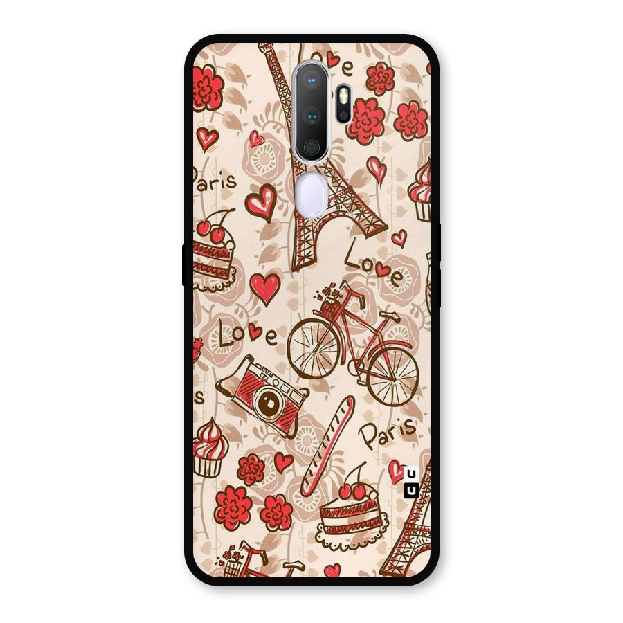 Red Peach City Metal Back Case for Oppo A9 (2020)