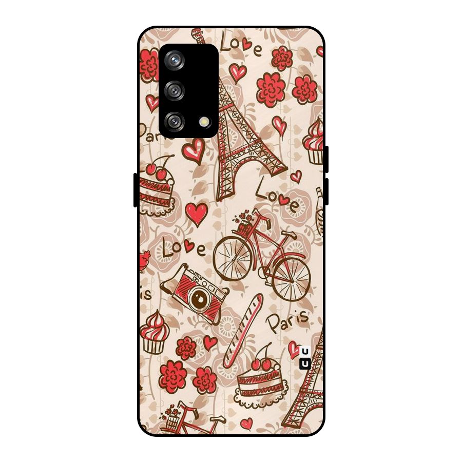 Red Peach City Metal Back Case for Oppo F19