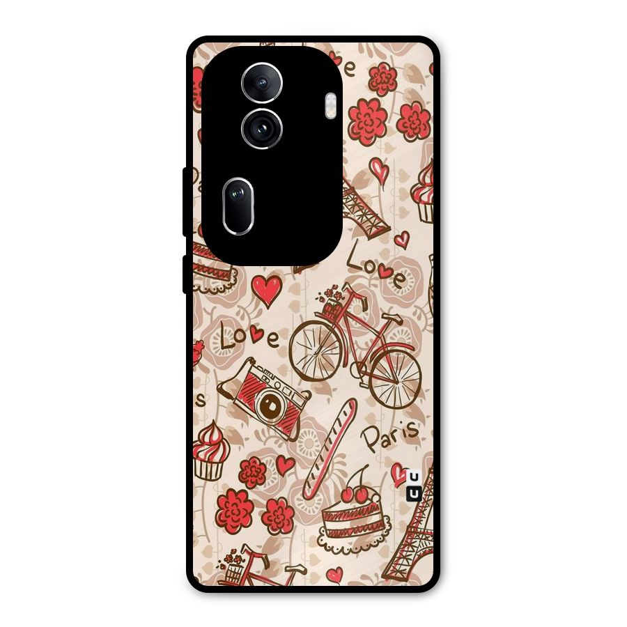 Red Peach City Metal Back Case for Oppo Reno11 Pro 5G