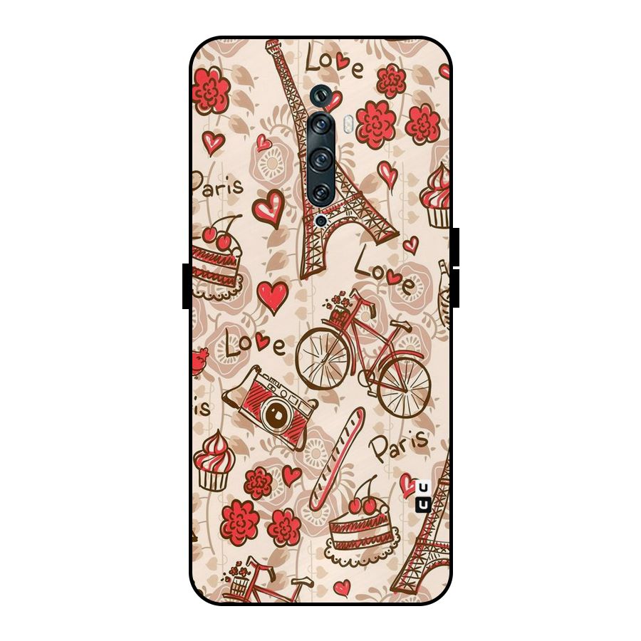 Red Peach City Metal Back Case for Oppo Reno2 Z