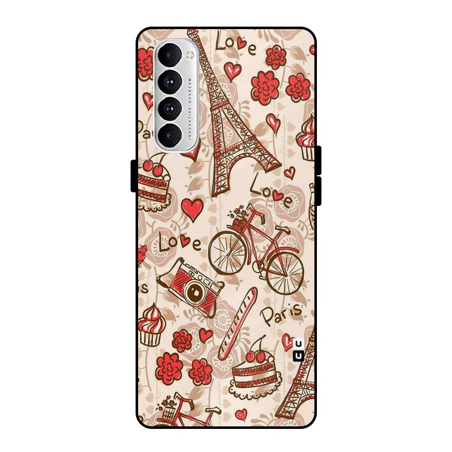 Red Peach City Metal Back Case for Oppo Reno4 Pro