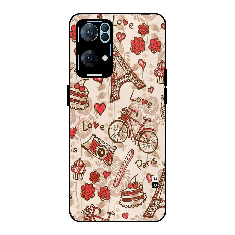 Red Peach City Metal Back Case for Oppo Reno7 Pro 5G