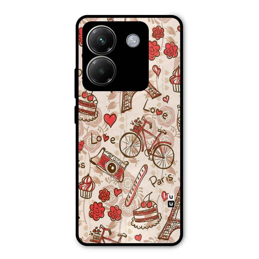 Red Peach City Metal Back Case for Poco M7 Pro 5G