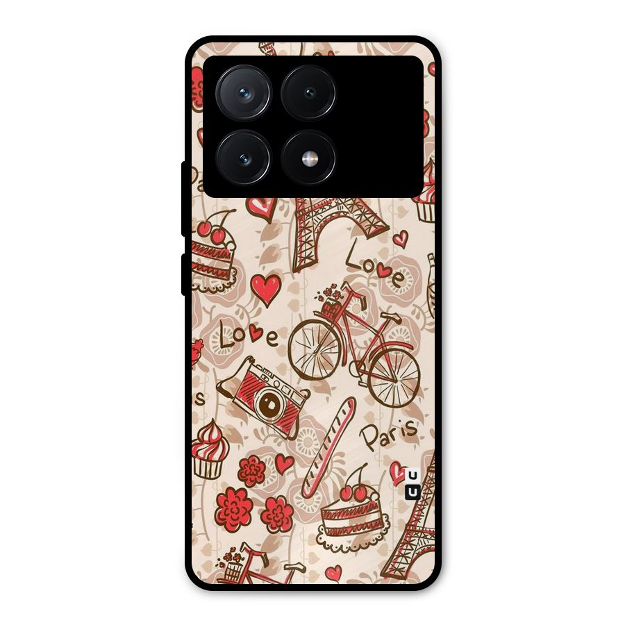 Red Peach City Metal Back Case for Poco X6 Pro