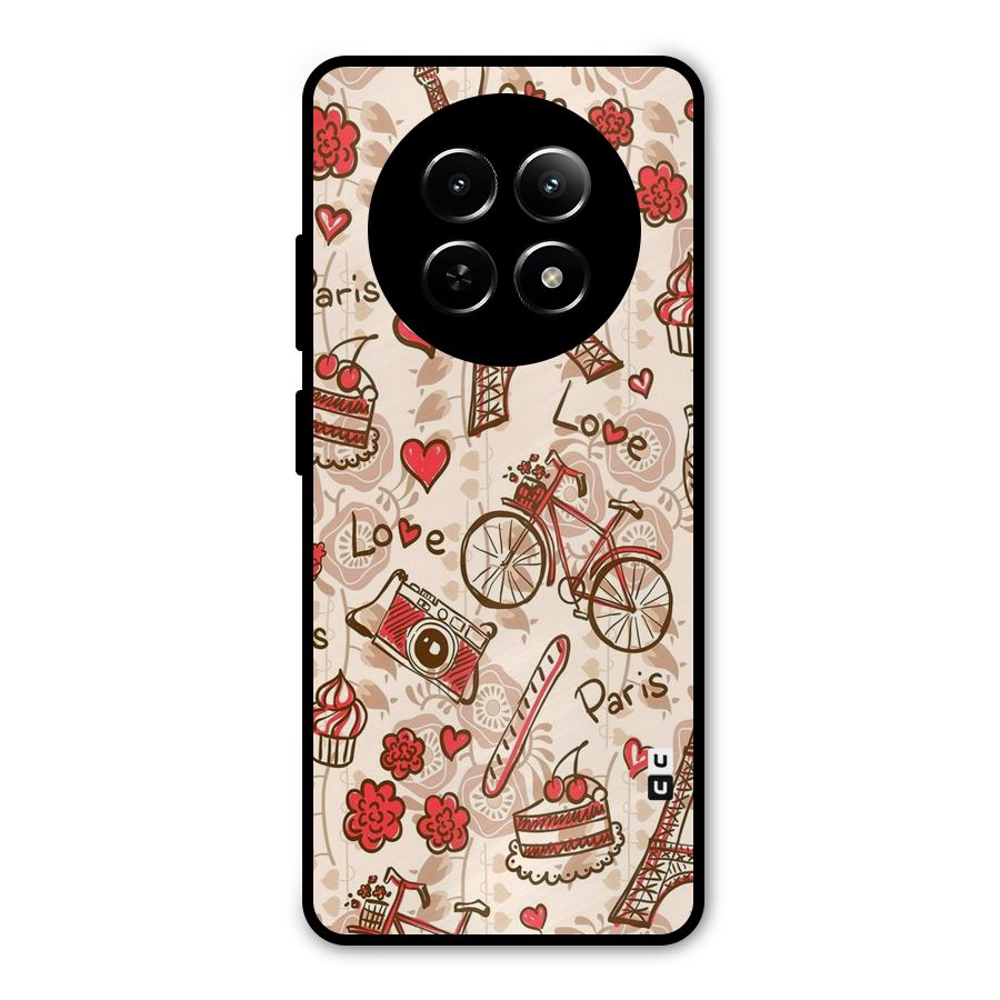 Red Peach City Metal Back Case for Realme 12x 5G