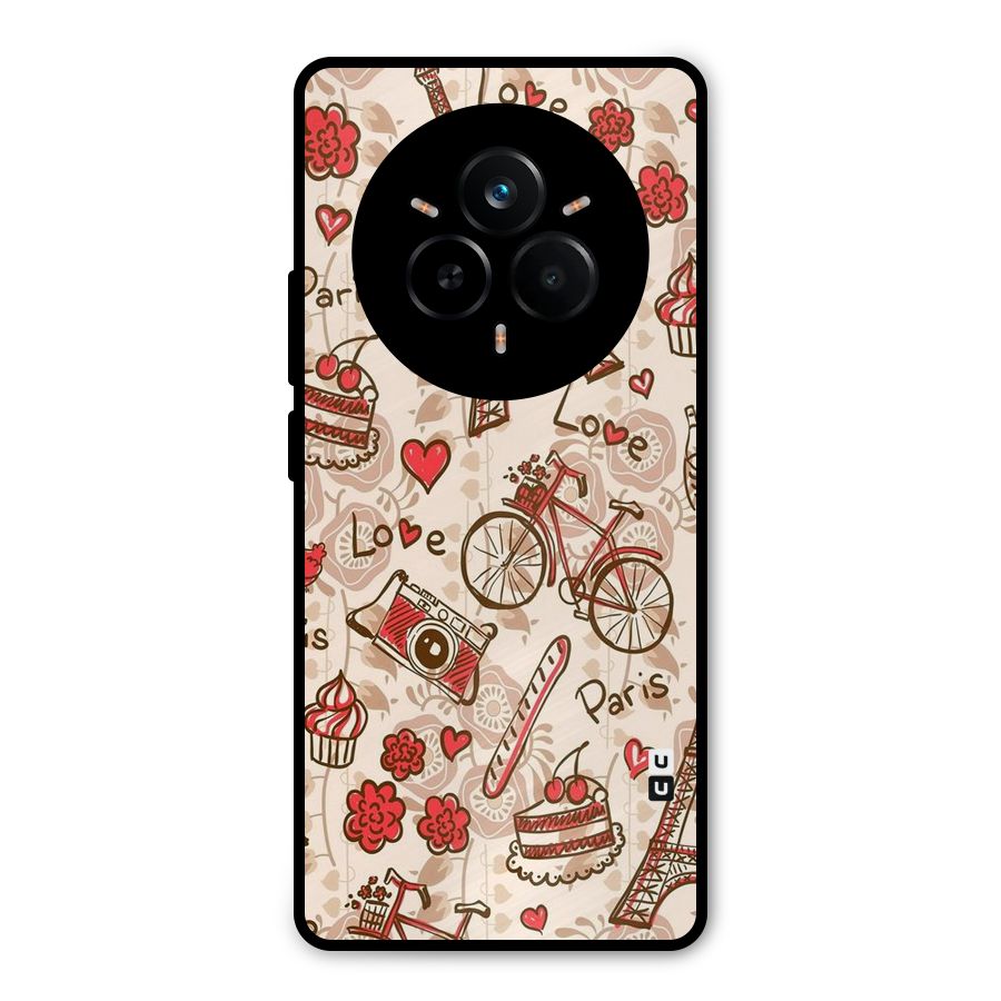 Red Peach City Metal Back Case for Realme 14 Pro