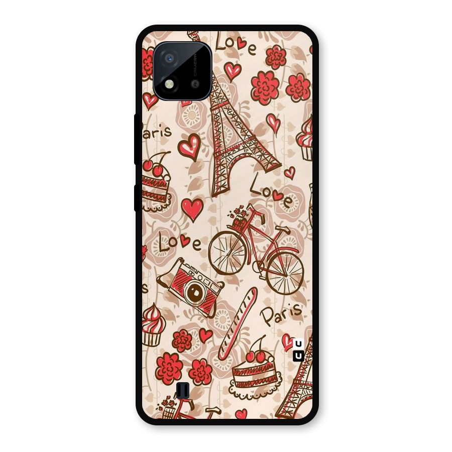 Red Peach City Metal Back Case for Realme C11 2021