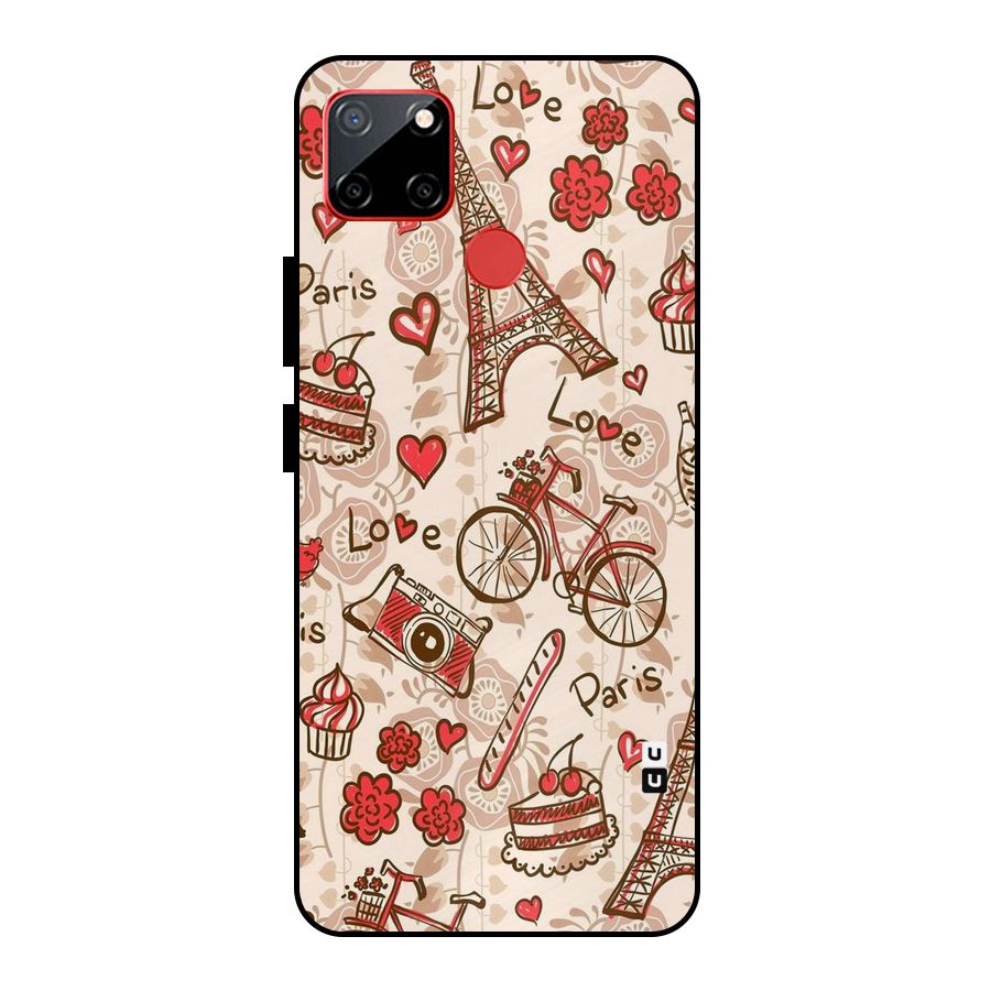 Red Peach City Metal Back Case for Realme C12