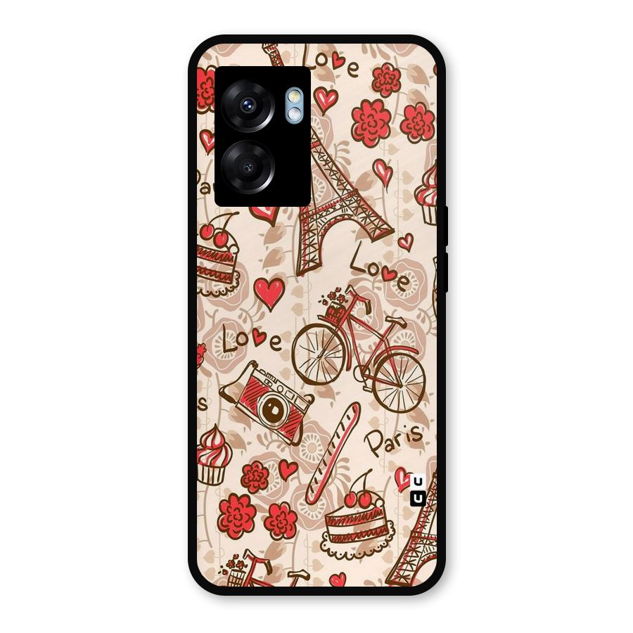 Red Peach City Metal Back Case for Realme Narzo 50 5G